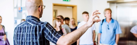 teacher presenting at open day