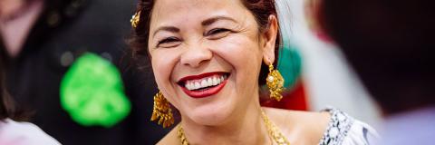 a female student from Panama at a festival of cultures 