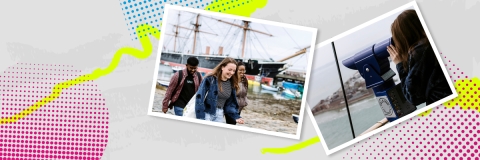 Applicants taking a walking tour of the Portsmouth campus and surrounding area