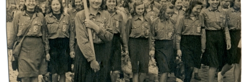 Young girls on a march in Eastern Europe