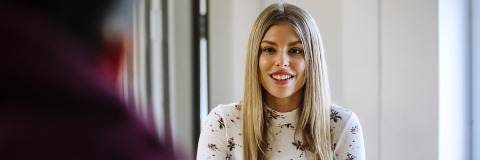 Person sitting in an interview