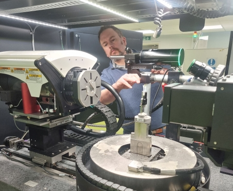 Dr Charles Wood using the lab-based X-ray machine