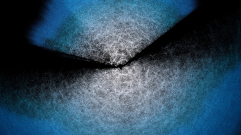 Animation of points emanating in two cones from a centre point.