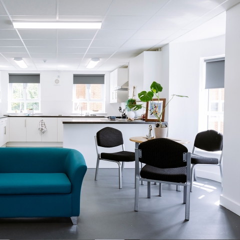 Dining room and living area, Langstone Flats