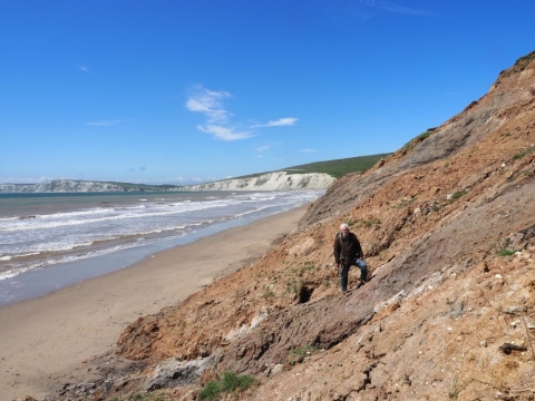 Jeremy Lockwood at the excavation site, Compton Bay