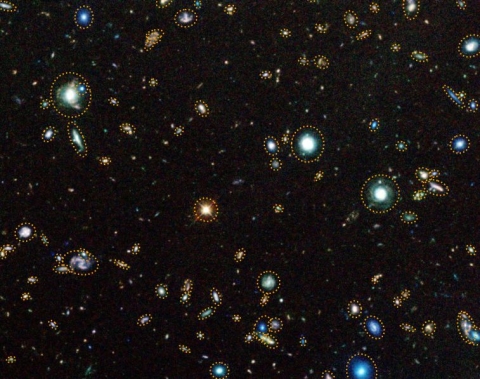 Image of Galaxy with items circled