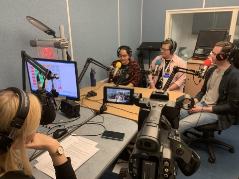 Recording the first Life Solved episode in a podcast studio