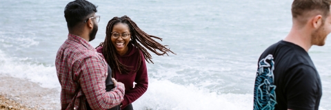 Students at the beach