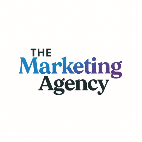 Logo for The Marketing Agency featuring bold text: 'THE' in black, 'Marketing' in a gradient from blue to purple, and 'Agency' in black.