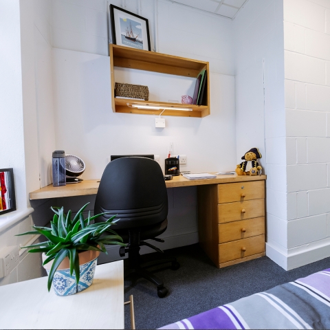 Desk area in Langstone Halls