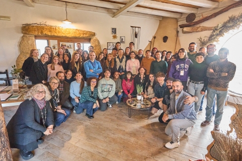 Group photo of the students and scientific committee in Perdas, Gergej. Photo by Mauro Prevete.