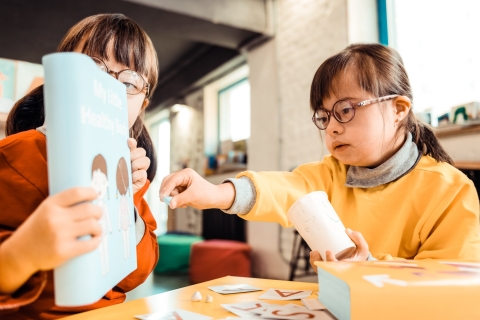 Children looking at a book