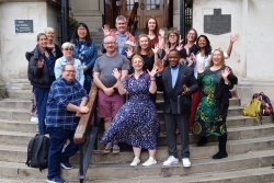 Group photo of the EdD candidates on the steps of Park Building.