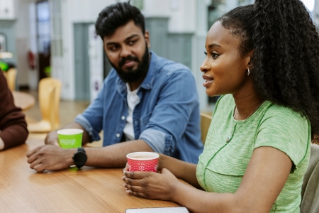 B-roll Day one - drinks at park building cafe