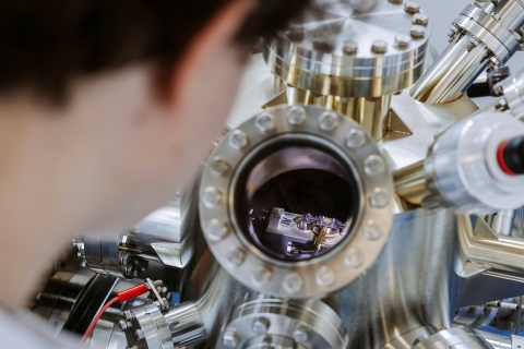Student makes observations in the Technology Facilities